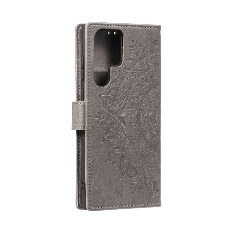For Samsung Galaxy S25 Ultra 5G Totem Flower Embossed Leather Phone Case with Lanyard