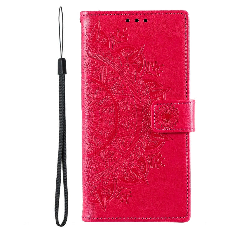 For Samsung Galaxy S25 Ultra 5G Totem Flower Embossed Leather Phone Case with Lanyard