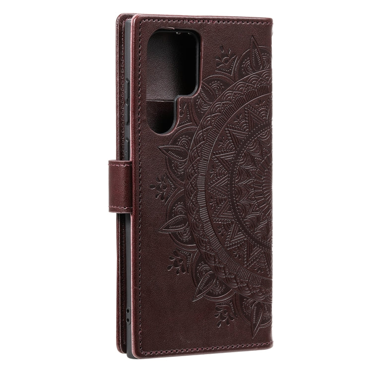 For Samsung Galaxy S25 Ultra 5G Totem Flower Embossed Leather Phone Case with Lanyard