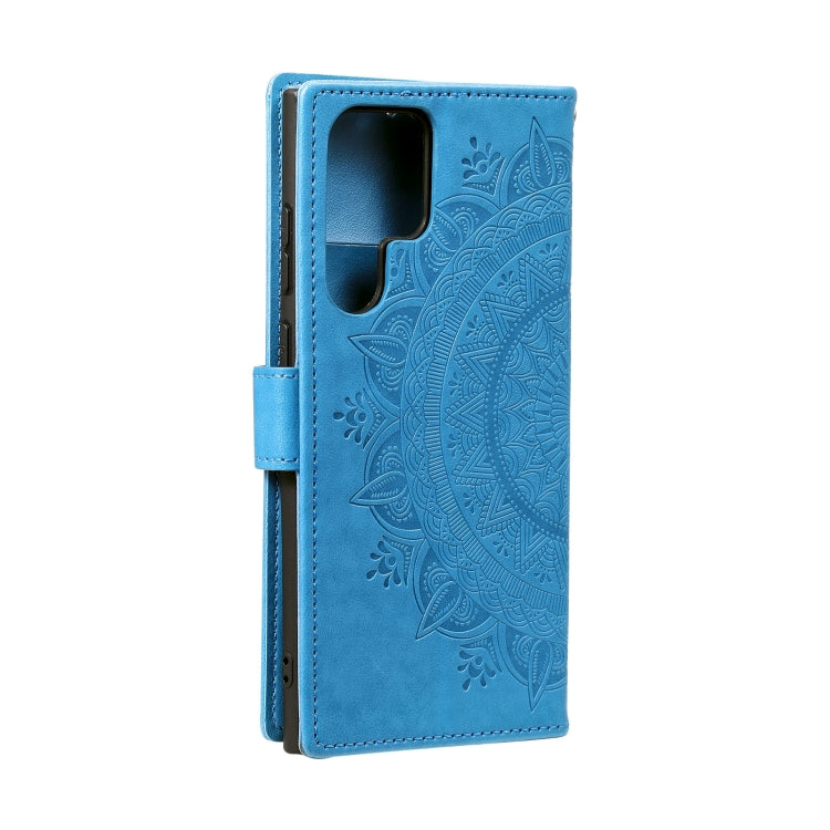 For Samsung Galaxy S25 Ultra 5G Totem Flower Embossed Leather Phone Case with Lanyard