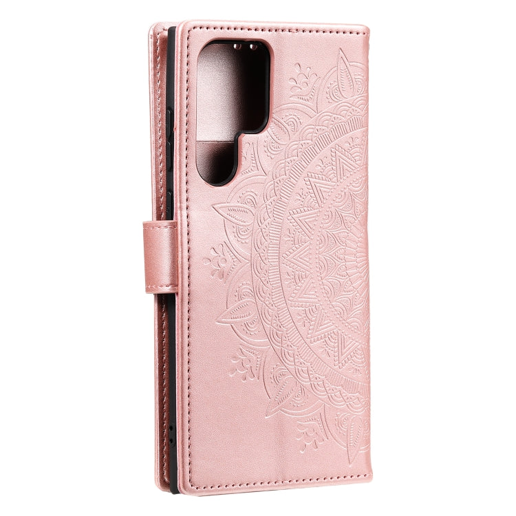 For Samsung Galaxy S25 Ultra 5G Totem Flower Embossed Leather Phone Case with Lanyard