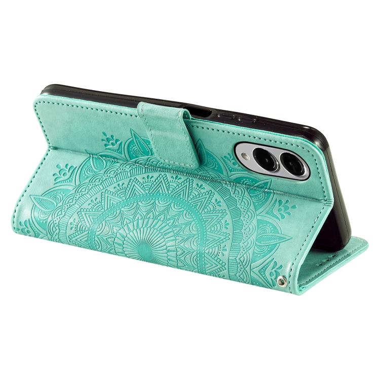 For Samsung Galaxy S25 Edge 5G Totem Flower Embossed Leather Phone Case with Lanyard