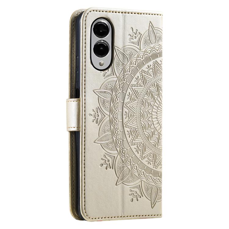 For Samsung Galaxy S25 Edge 5G Totem Flower Embossed Leather Phone Case with Lanyard