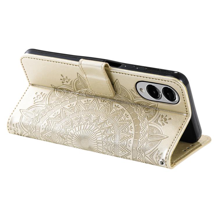 For Samsung Galaxy S25 Edge 5G Totem Flower Embossed Leather Phone Case with Lanyard