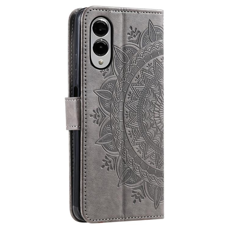 For Samsung Galaxy S25 Edge 5G Totem Flower Embossed Leather Phone Case with Lanyard