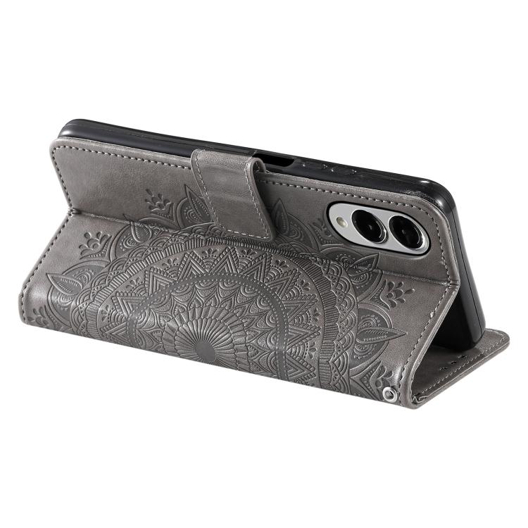For Samsung Galaxy S25 Edge 5G Totem Flower Embossed Leather Phone Case with Lanyard