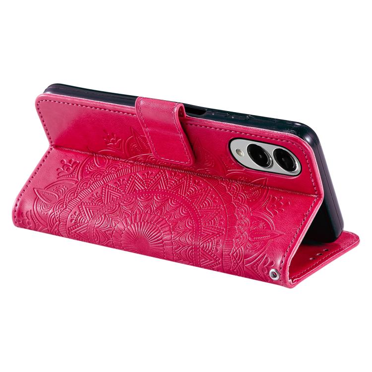 For Samsung Galaxy S25 Edge 5G Totem Flower Embossed Leather Phone Case with Lanyard