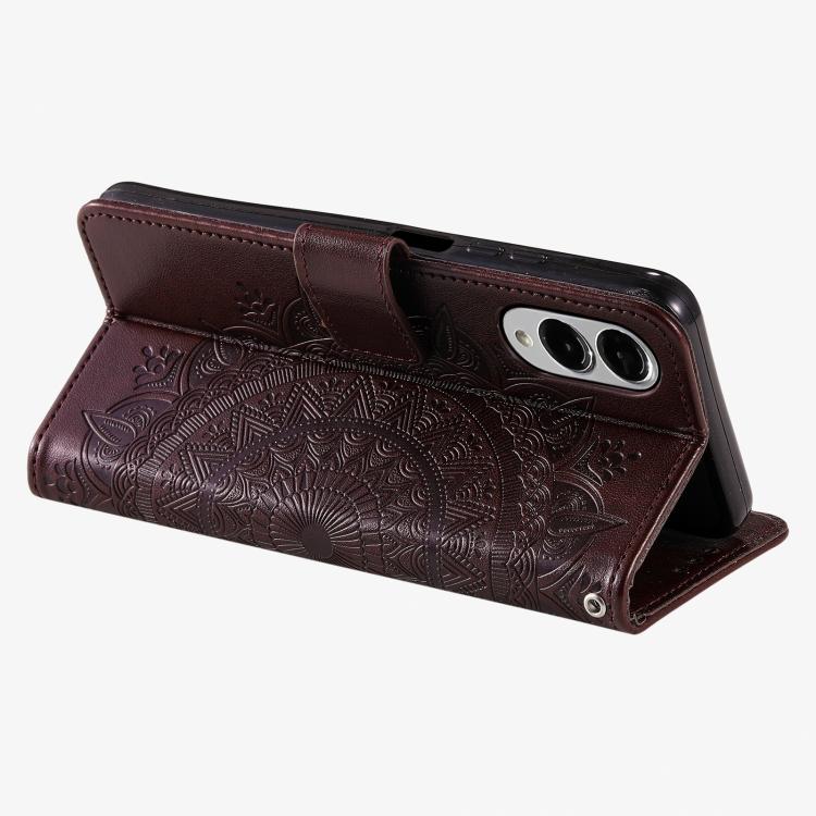 For Samsung Galaxy S25 Edge 5G Totem Flower Embossed Leather Phone Case with Lanyard