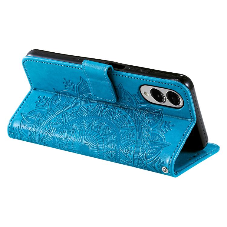 For Samsung Galaxy S25 Edge 5G Totem Flower Embossed Leather Phone Case with Lanyard