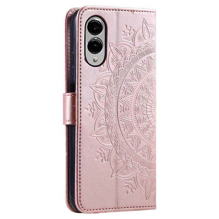 For Samsung Galaxy S25 Edge 5G Totem Flower Embossed Leather Phone Case with Lanyard