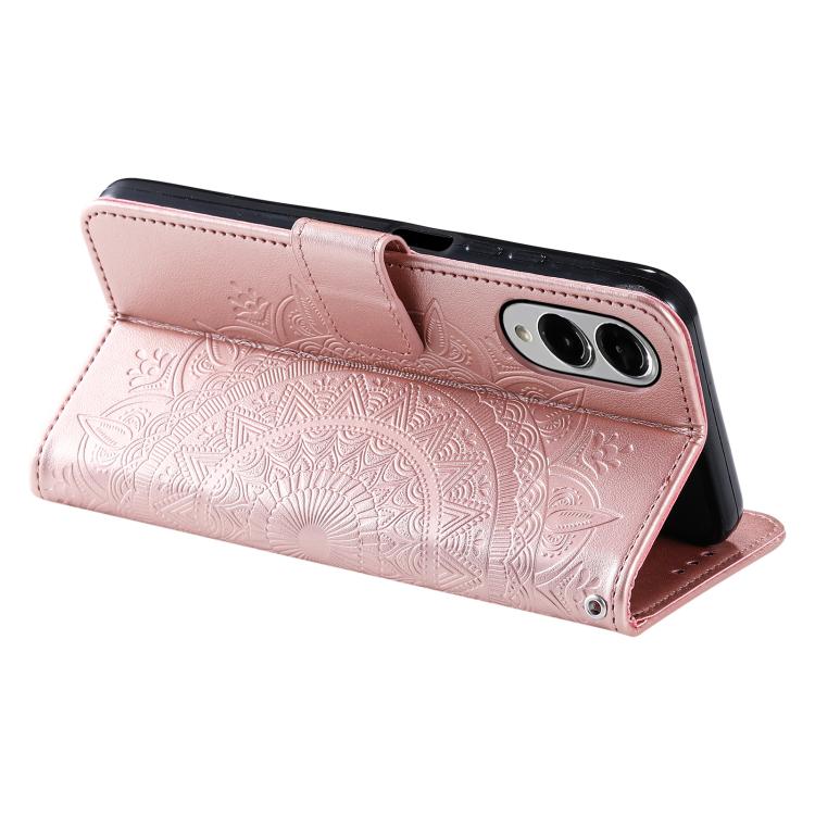 For Samsung Galaxy S25 Edge 5G Totem Flower Embossed Leather Phone Case with Lanyard