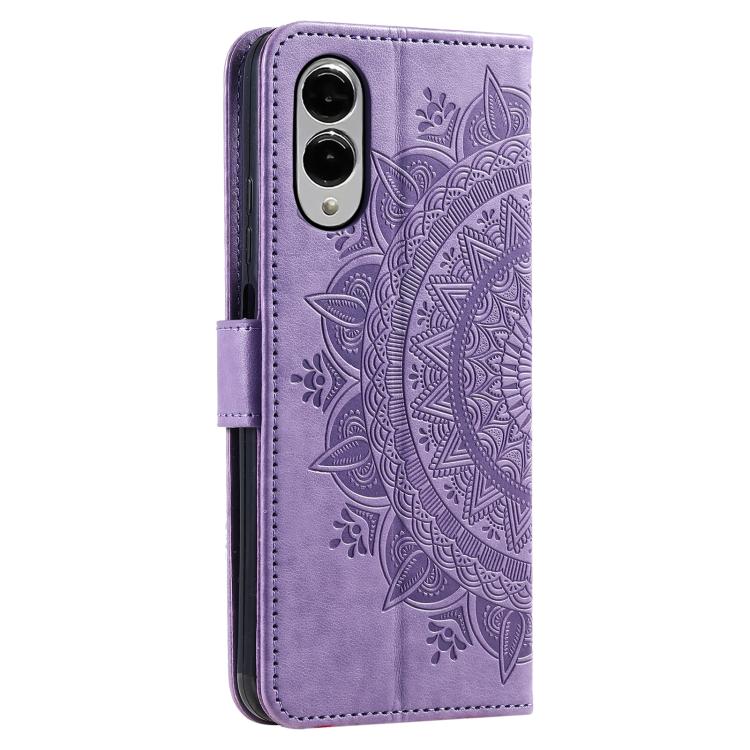 For Samsung Galaxy S25 Edge 5G Totem Flower Embossed Leather Phone Case with Lanyard