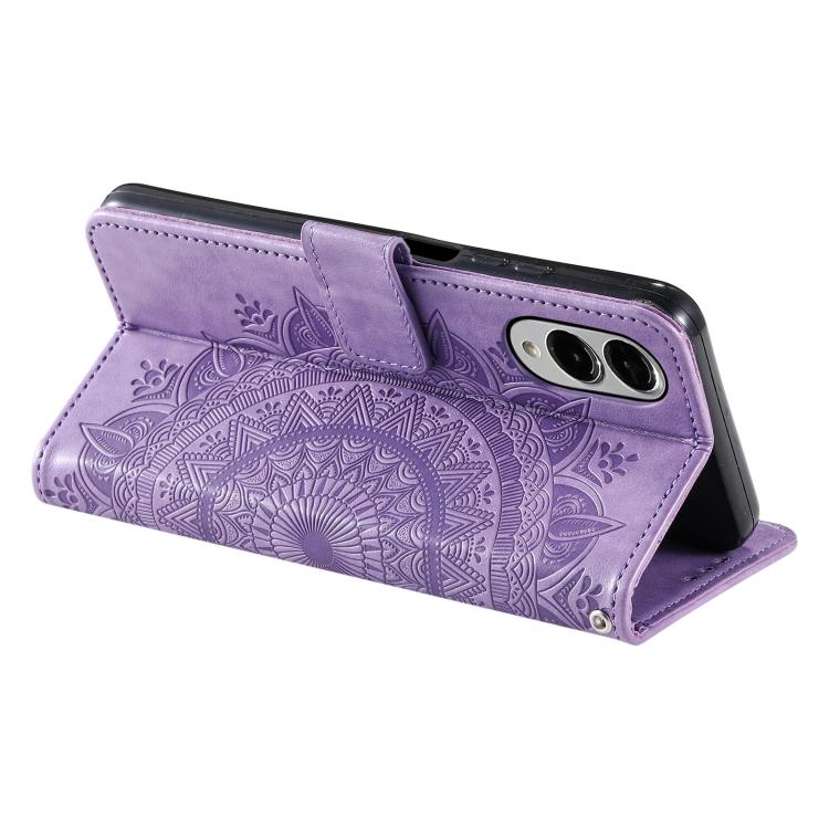 For Samsung Galaxy S25 Edge 5G Totem Flower Embossed Leather Phone Case with Lanyard