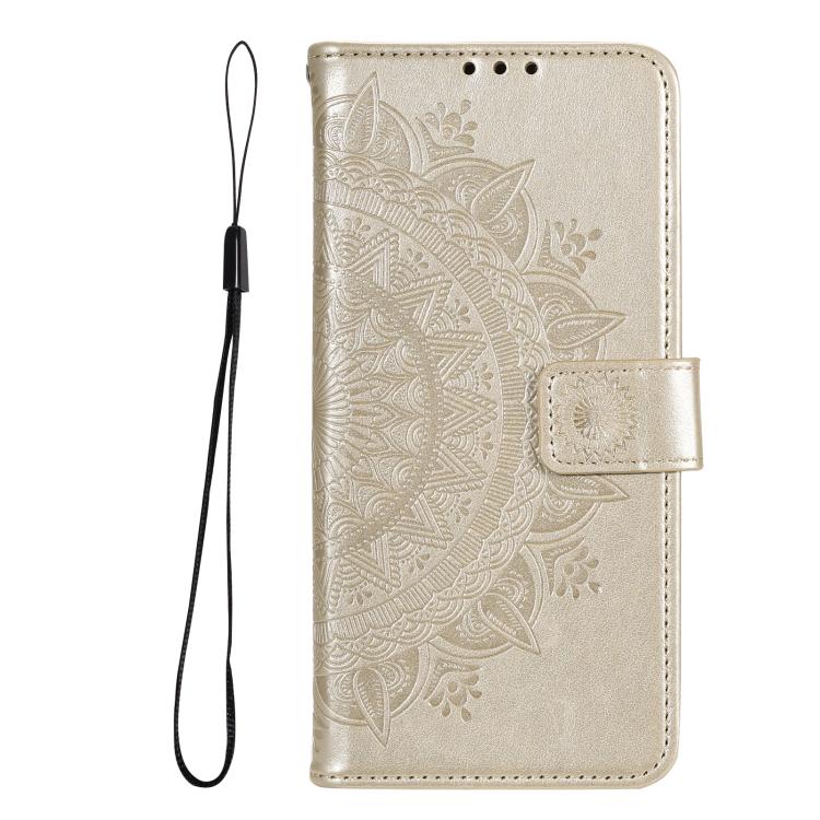 For Samsung Galaxy S26 5G Totem Flower Embossed Leather Phone Case with Lanyard