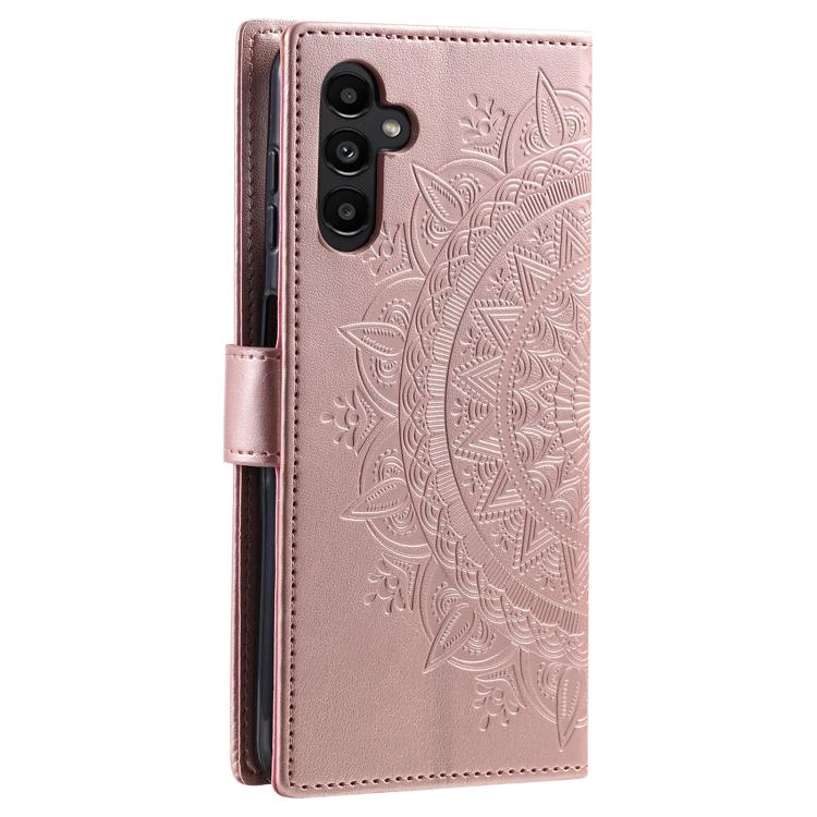For Samsung Galaxy S26 5G Totem Flower Embossed Leather Phone Case with Lanyard