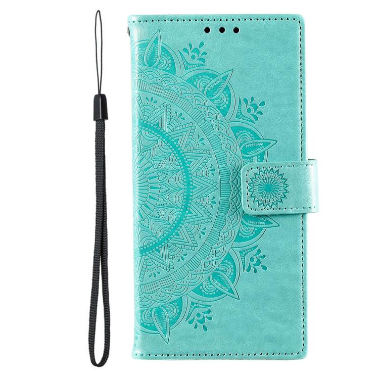 For Samsung Galaxy S26 Ultra 5G Totem Flower Embossed Leather Phone Case with Lanyard