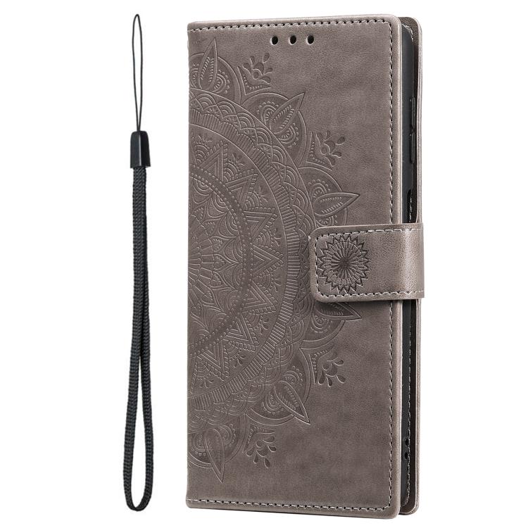For Samsung Galaxy S26 Ultra 5G Totem Flower Embossed Leather Phone Case with Lanyard