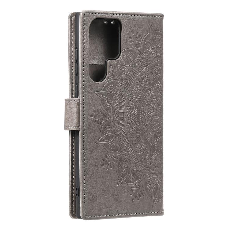 For Samsung Galaxy S26 Ultra 5G Totem Flower Embossed Leather Phone Case with Lanyard