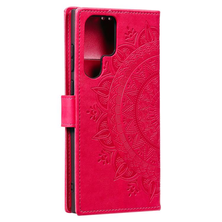 For Samsung Galaxy S26 Ultra 5G Totem Flower Embossed Leather Phone Case with Lanyard