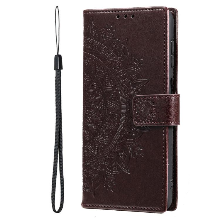 For Samsung Galaxy S26 Ultra 5G Totem Flower Embossed Leather Phone Case with Lanyard