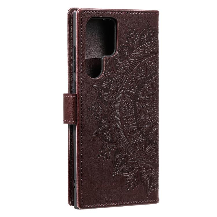 For Samsung Galaxy S26 Ultra 5G Totem Flower Embossed Leather Phone Case with Lanyard