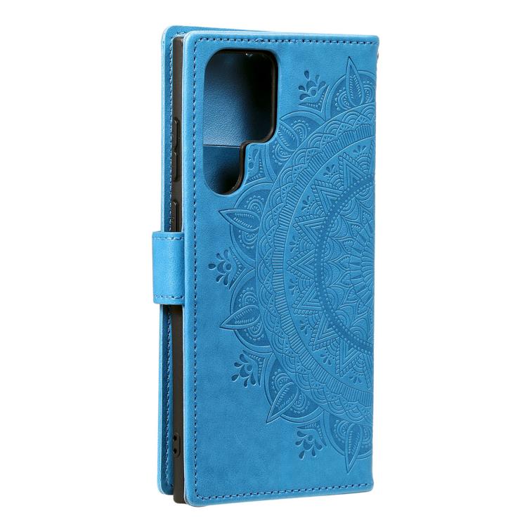 For Samsung Galaxy S26 Ultra 5G Totem Flower Embossed Leather Phone Case with Lanyard