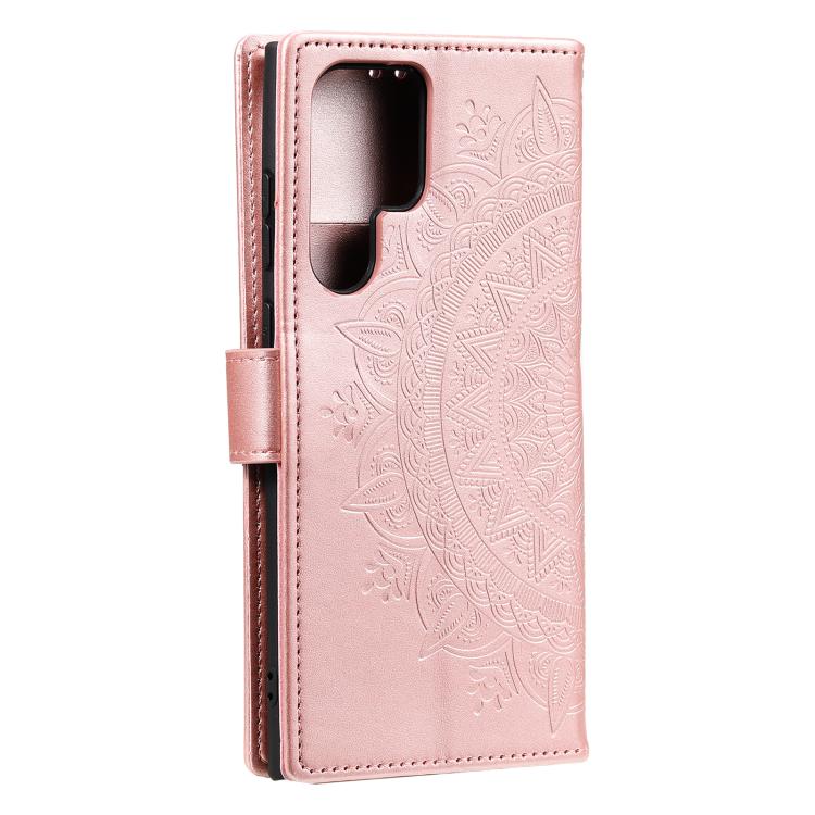 For Samsung Galaxy S26 Ultra 5G Totem Flower Embossed Leather Phone Case with Lanyard