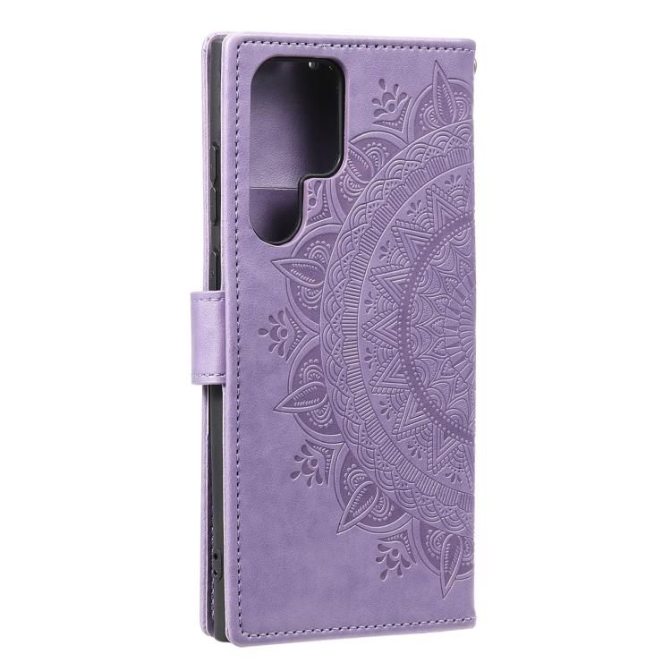 For Samsung Galaxy S26 Ultra 5G Totem Flower Embossed Leather Phone Case with Lanyard