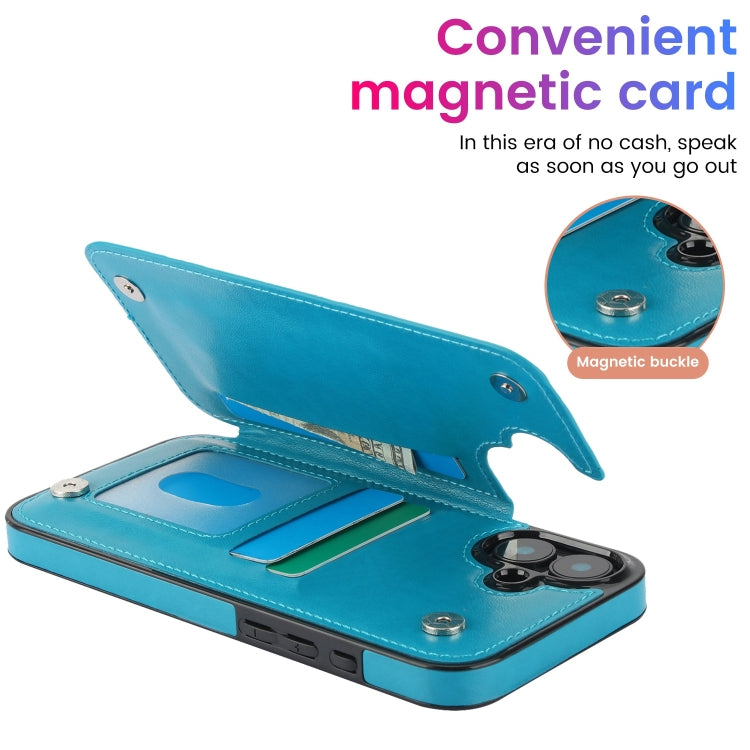 For iPhone 16 Double Buckle Mandala Leather Wallet Back Cover Phone Case