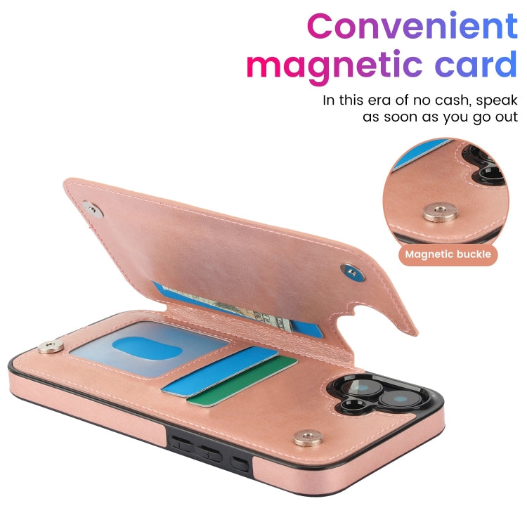For iPhone 16 Double Buckle Mandala Leather Wallet Back Cover Phone Case