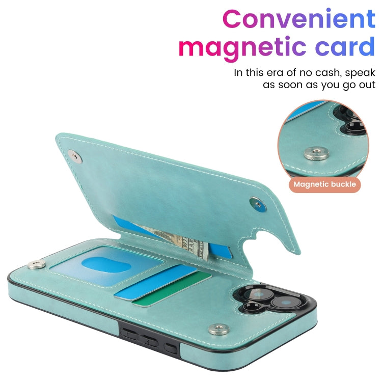 For iPhone 16 Plus Double Buckle Mandala Leather Wallet Back Cover Phone Case