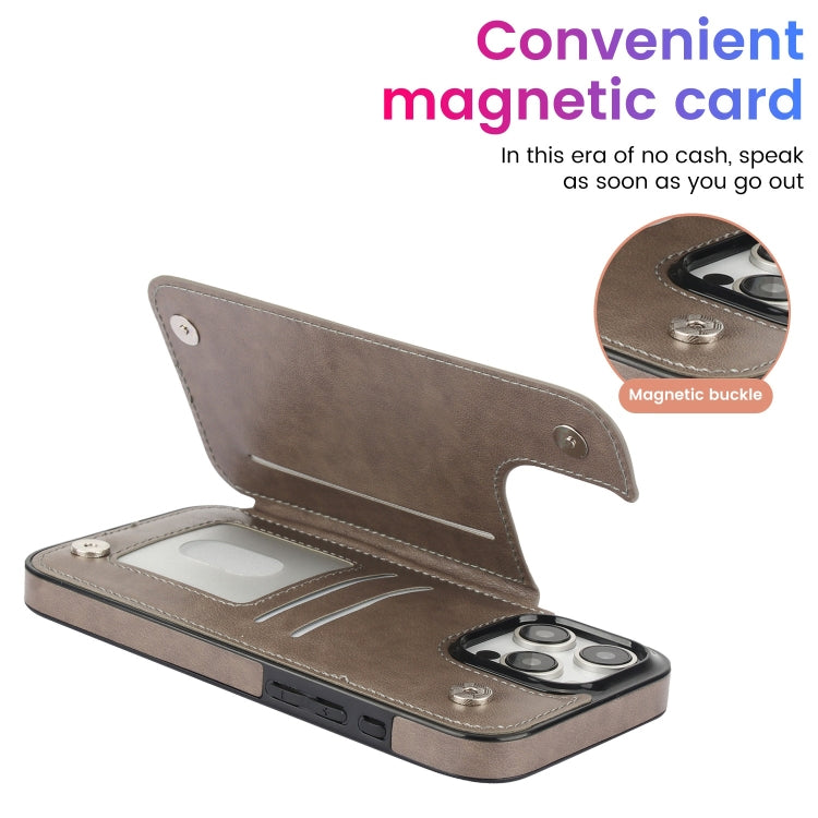 For iPhone 16 Pro Double Buckle Mandala Leather Wallet Back Cover Phone Case