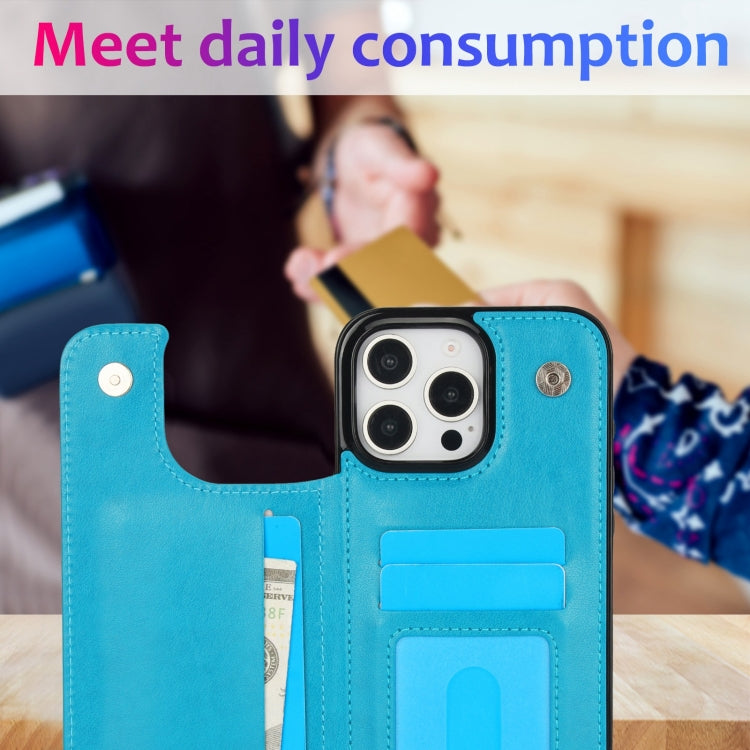 For iPhone 16 Pro Double Buckle Mandala Leather Wallet Back Cover Phone Case