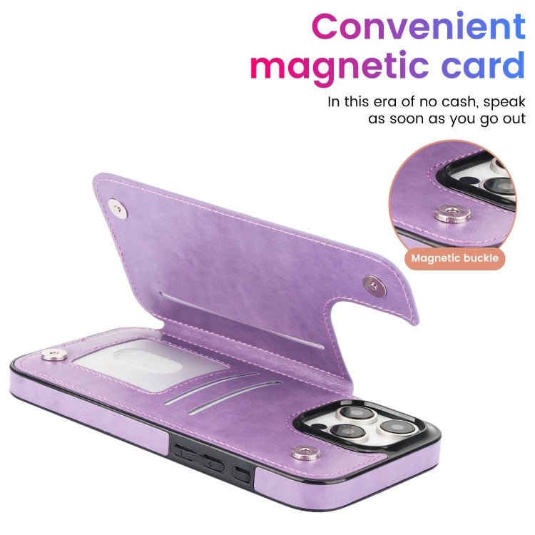 For iPhone 16 Pro Double Buckle Mandala Leather Wallet Back Cover Phone Case