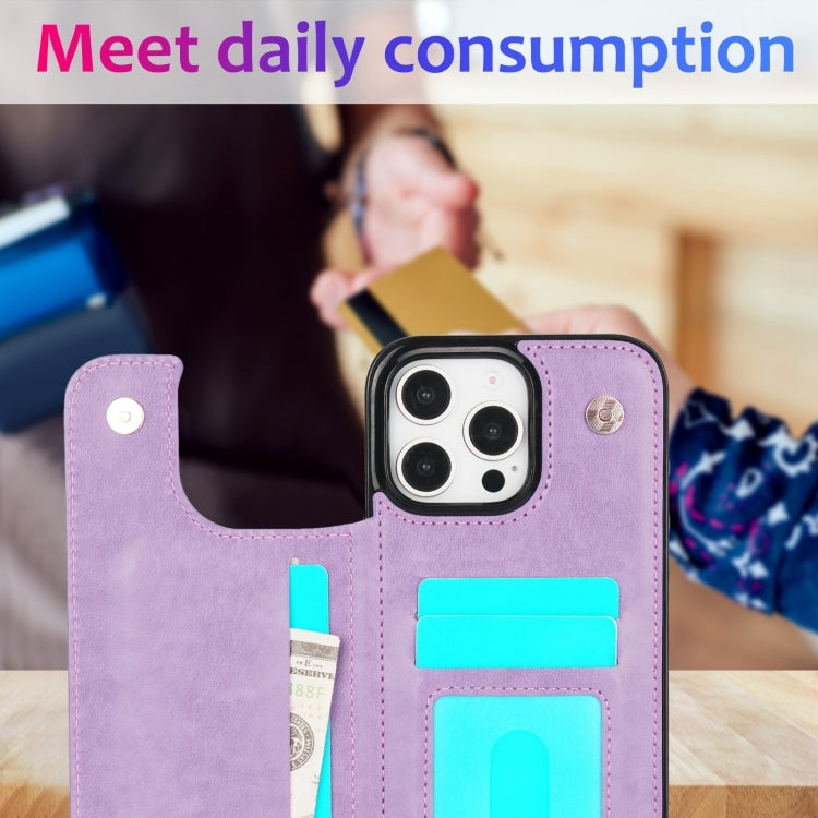 For iPhone 16 Pro Double Buckle Mandala Leather Wallet Back Cover Phone Case