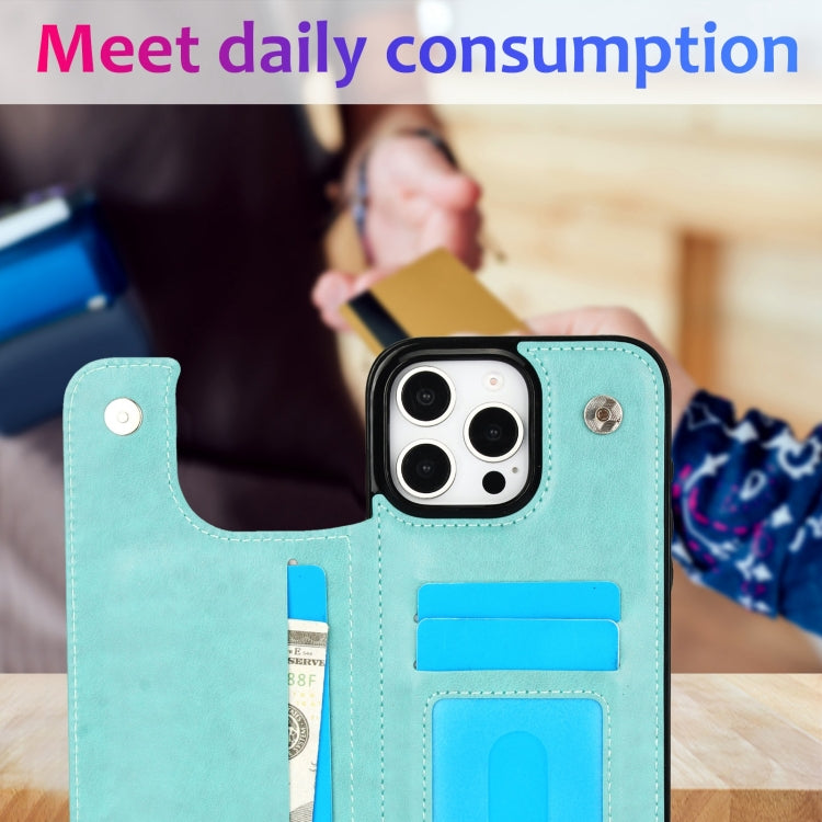 For iPhone 16 Pro Max Double Buckle Mandala Leather Wallet Back Cover Phone Case