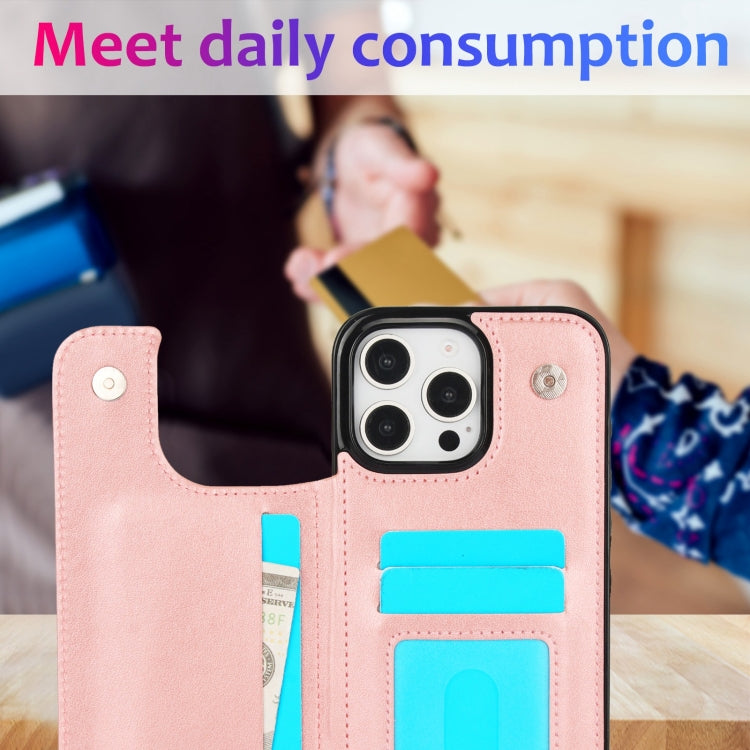 For iPhone 16 Pro Max Double Buckle Mandala Leather Wallet Back Cover Phone Case