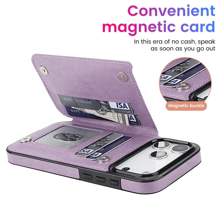 For iPhone 17 Pro Max Double Buckle Mandala Leather Wallet Back Cover Phone Case