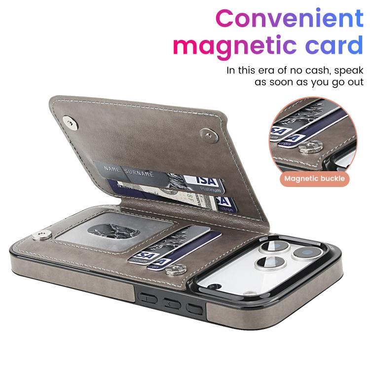 For iPhone 17 Pro Double Buckle Mandala Leather Wallet Back Cover Phone Case
