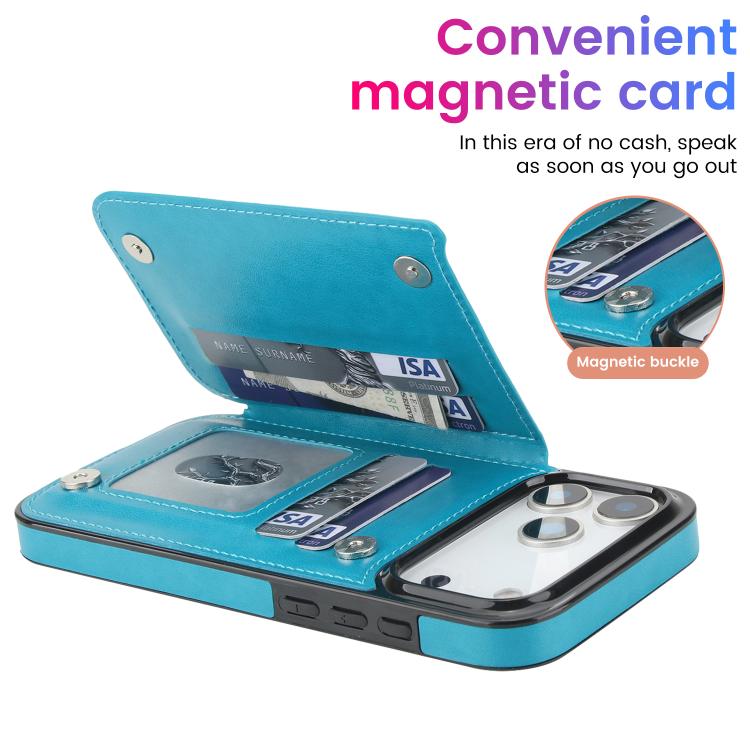 For iPhone 17 Pro Double Buckle Mandala Leather Wallet Back Cover Phone Case