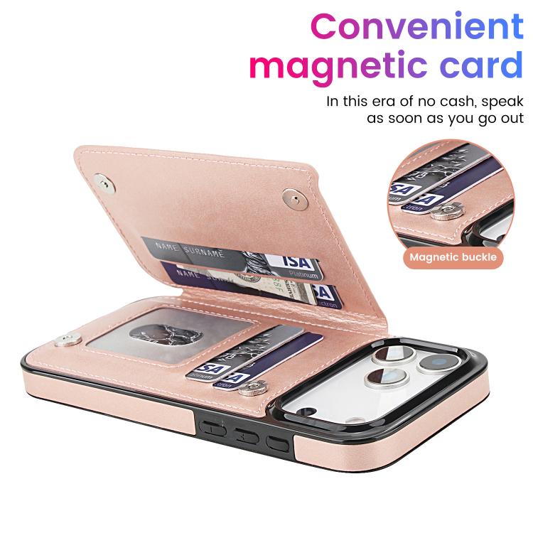 For iPhone 17 Pro Double Buckle Mandala Leather Wallet Back Cover Phone Case
