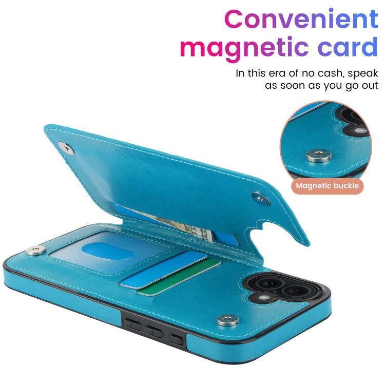For iPhone 17 Double Buckle Mandala Leather Wallet Back Cover Phone Case