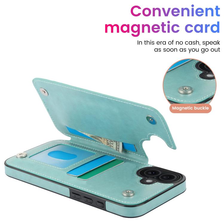 For iPhone 17 Double Buckle Mandala Leather Wallet Back Cover Phone Case