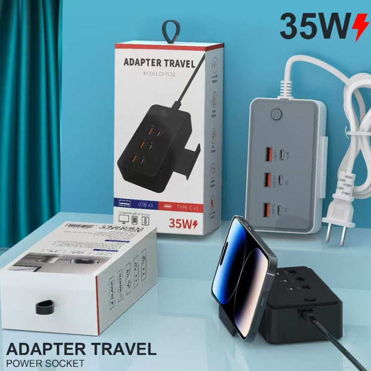 CY-PC02 35W 6-Port Multifunctional Desktop Charger with Holder