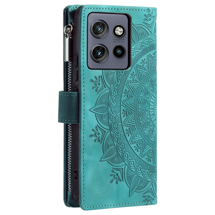 For Motorola Edge 50 Neo Multi-Card Totem Zipper Leather Phone Case