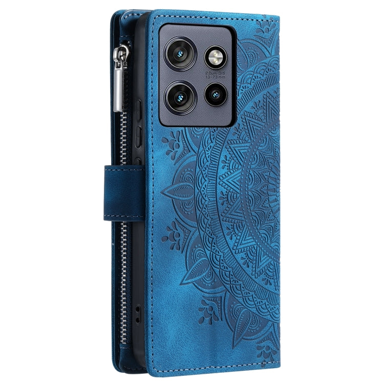 For Motorola Edge 50 Neo Multi-Card Totem Zipper Leather Phone Case