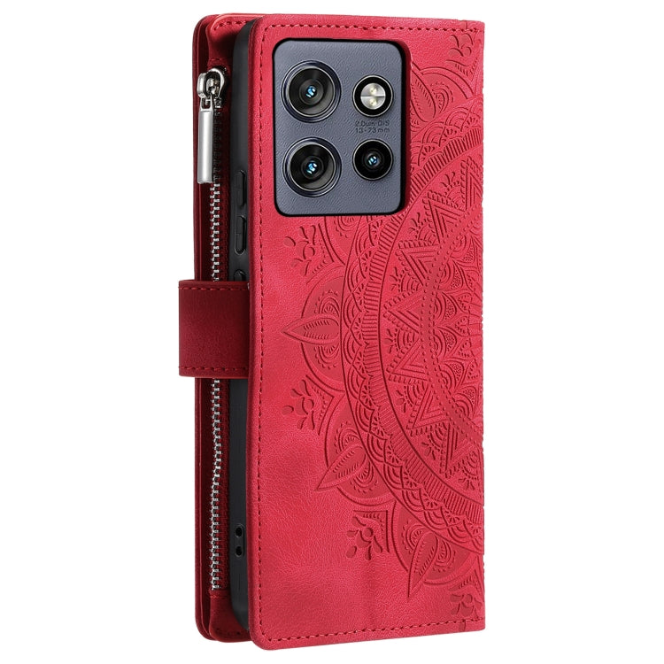For Motorola Edge 50 Neo Multi-Card Totem Zipper Leather Phone Case
