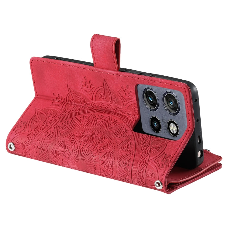 For Motorola Edge 50 Neo Multi-Card Totem Zipper Leather Phone Case