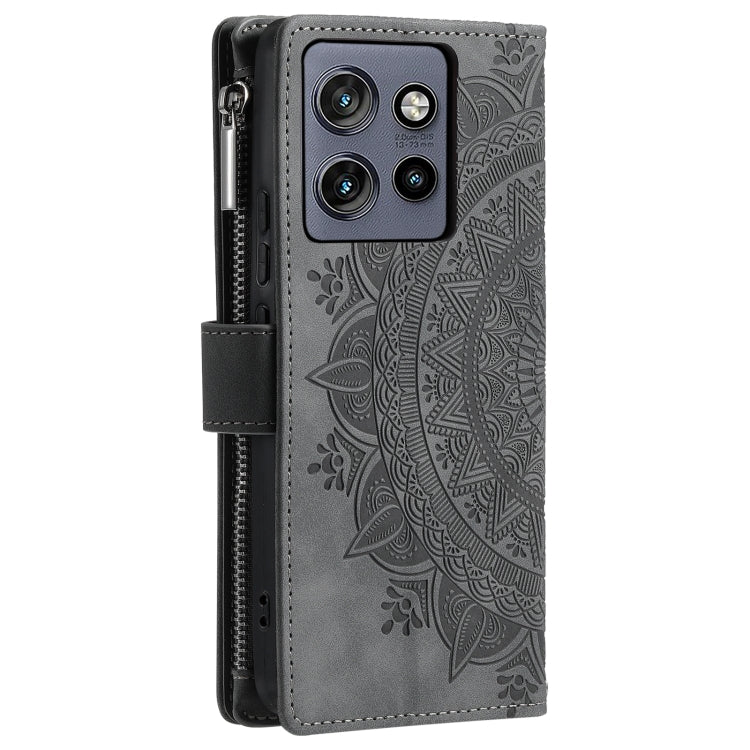 For Motorola Edge 50 Neo Multi-Card Totem Zipper Leather Phone Case