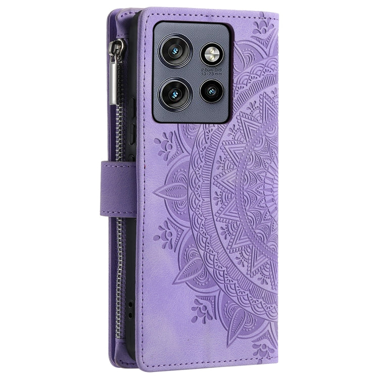 For Motorola Edge 50 Neo Multi-Card Totem Zipper Leather Phone Case